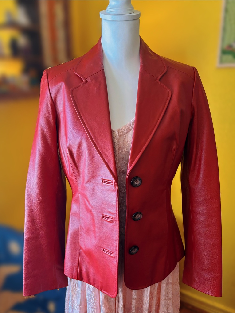 Women’s Cherry Red Leather Jacket - size small
